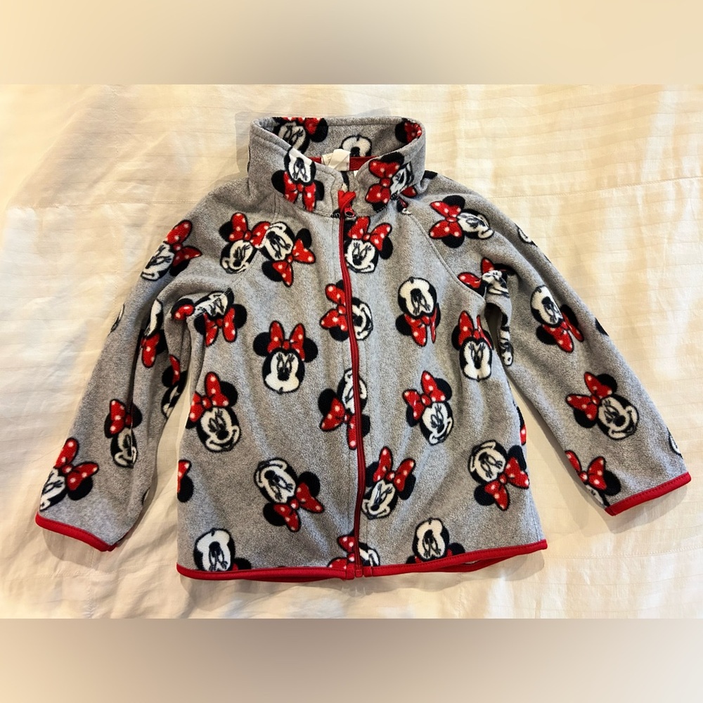 Disney‎ H&M Minnie Mouse Full Zip Fleece Jacket Coat Baby 12-18 Months Gray